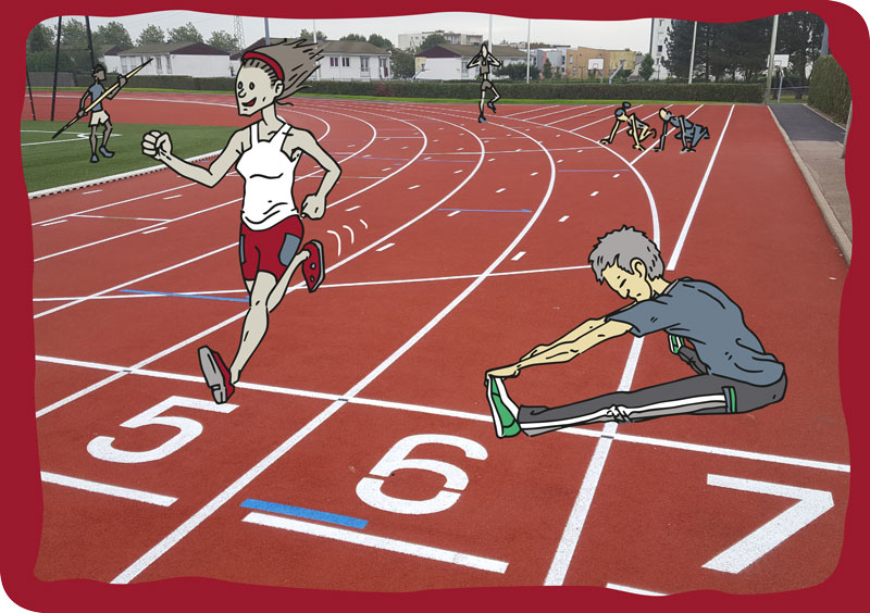 reprise illustrée piste d'athlétisme à gonfreville